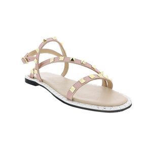 Ventutto Powder Pink Riveted Embellished Strappy Sandals